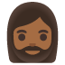 🧔🏾‍♀️ woman: medium-dark skin tone, beard display on Google